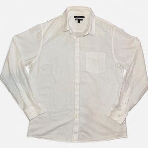 Marc Anthony Luxury Slim Fit White Button-Up Linen Cotton Shirt